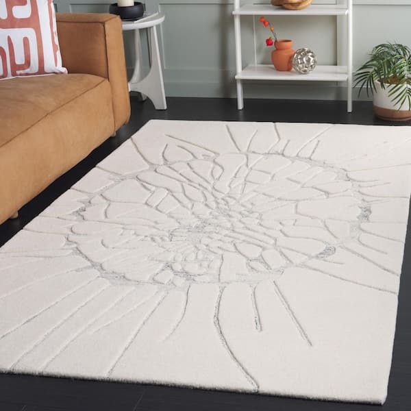 Mykonos 3 ft. x 5 ft. Ivory/Silver Abstract Dendritic Area Rug