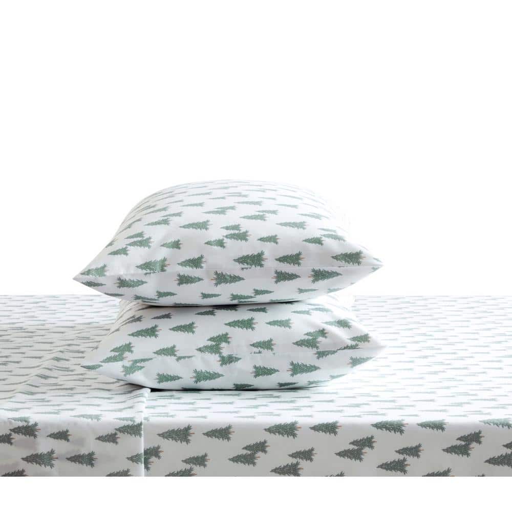 Holiday Forest King White Microfiber Sheet Set