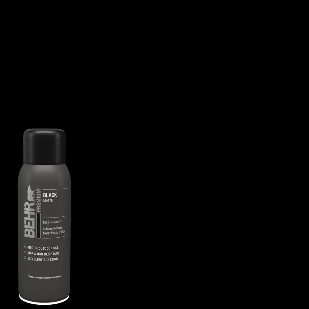 BEHR PREMIUM 12 oz. Black Matte Interior/Exterior Spray Paint and Primer in  One Aerosol B002144 - The Home Depot