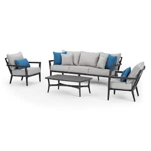 Venetia 4-Piece Aluminum Patio Conversation Seating Set with Sunbrella Gray Cushion