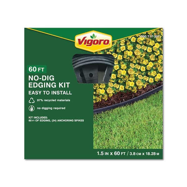 60 ft. Black No-Dig Plastic Landscape Edging Kit (2-Pack)