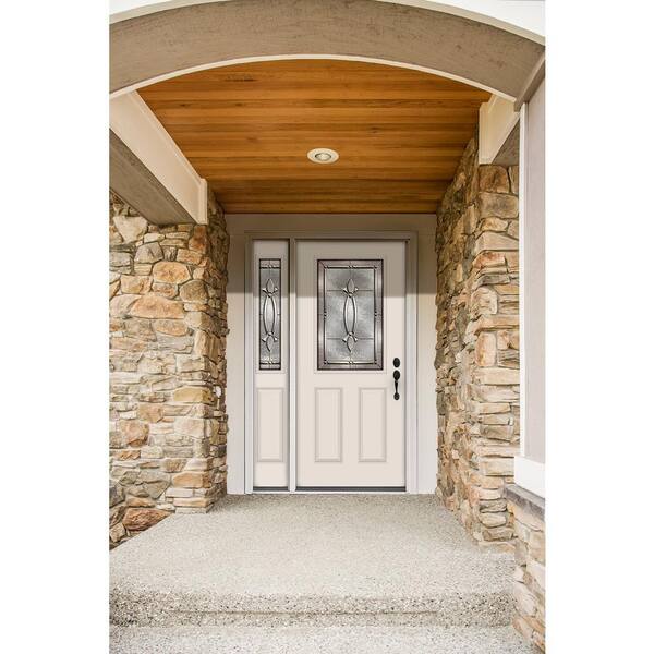52 in. x 80 in. 1/2 Lite Blakely Primed Steel Prehung Left-Hand Inswing Front Door with Left-Hand Sidelite