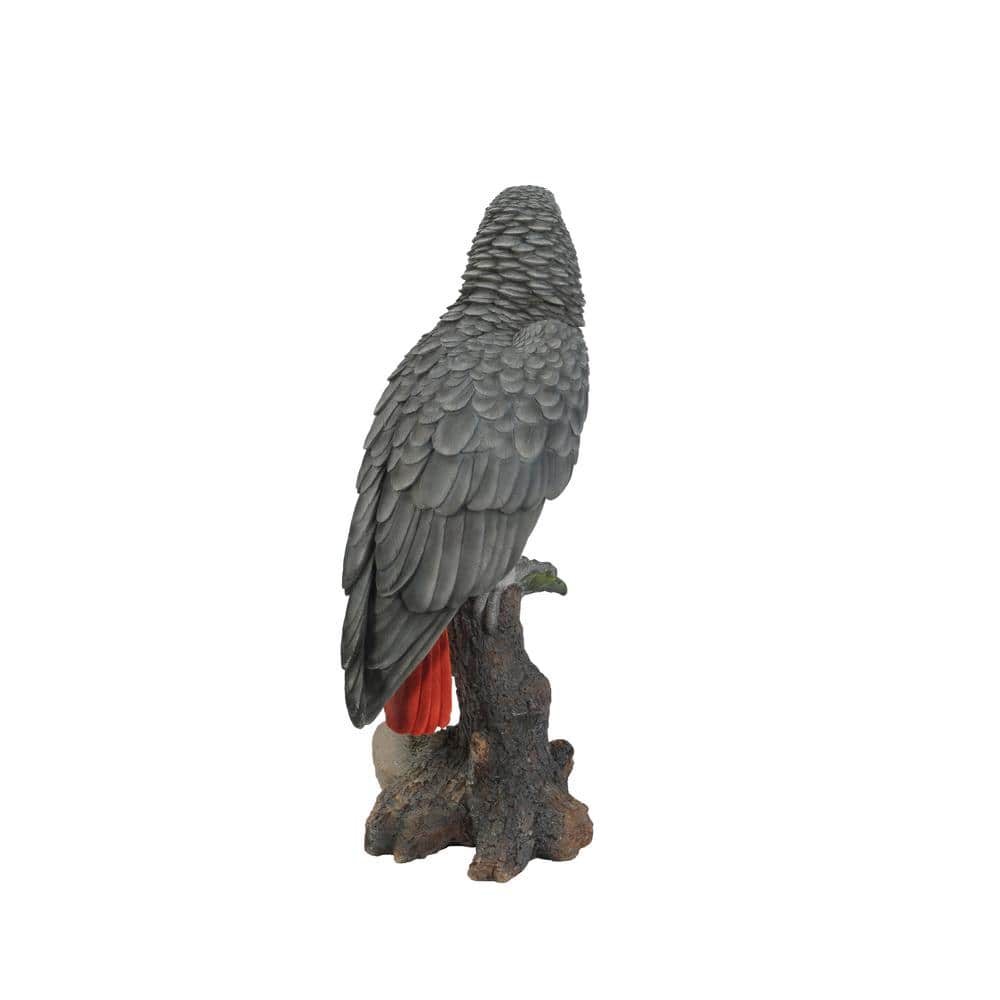 Grey Gabon Parrot on Stump Resin Indoor/Outdoor Statue