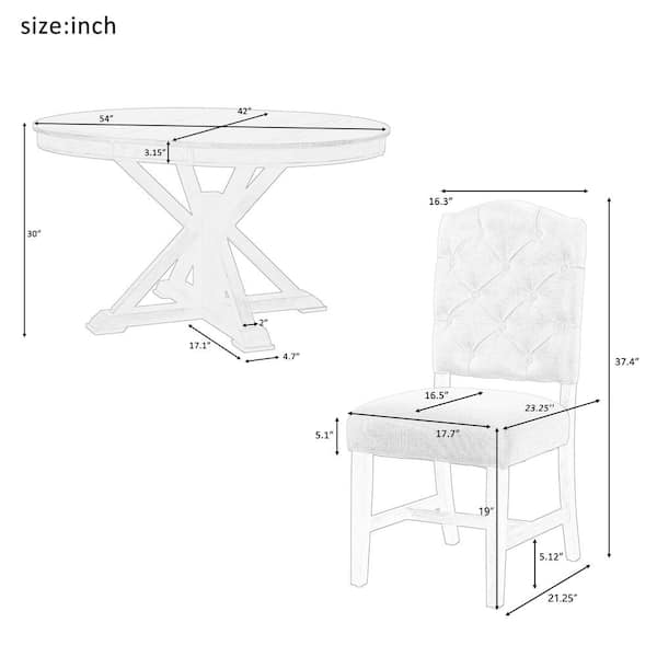 5-Piece Retro Espresso Extendable Wood Top Dining Room Set Seats 4