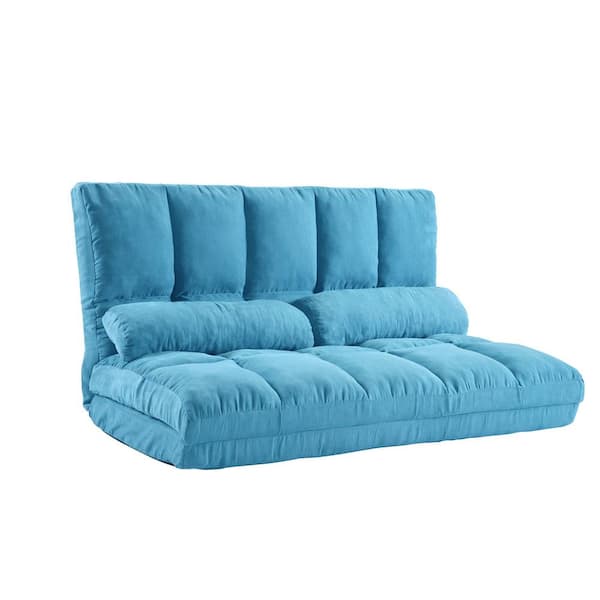 DHHU Back Support Couch, Double Floor Chairs with 2 Pillows, Light Blue