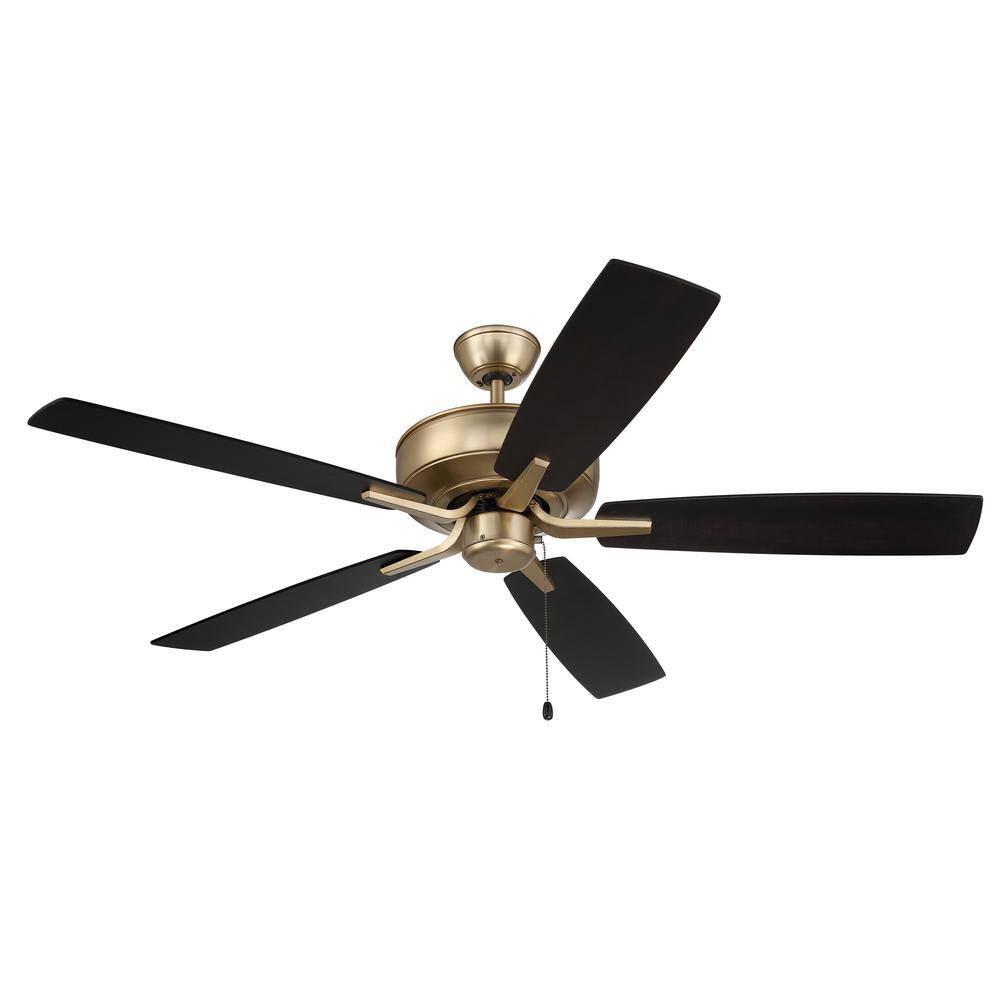 Satin Brass 52" Ceiling Fan with Black Walnut Blades