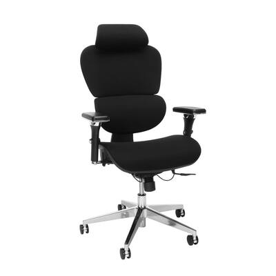 Ergo Black Fabric Upholstered Office Chair with Optional Headrest, Lumbar Support