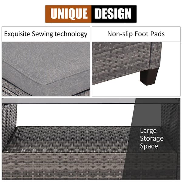 Costway 4-Piece Plastic Wicker Outdoor Sectional Set with