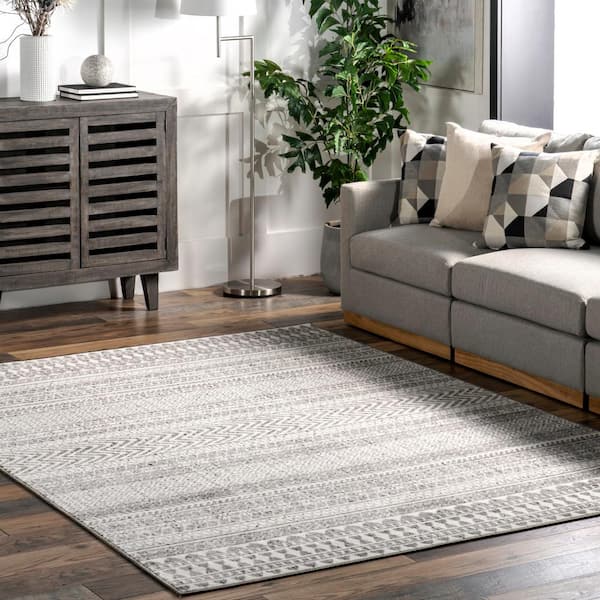 Catherina Transitional Geometric Gray 12 ft. x 15 ft. Area Rug