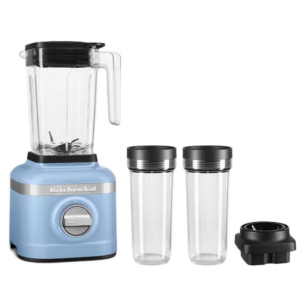 KitchenAid 48 Oz. 3-Speed Blue Velvet Blender with Ice Crush and Dual-Purpose Jars, 2-Personal Blenders, and Dish