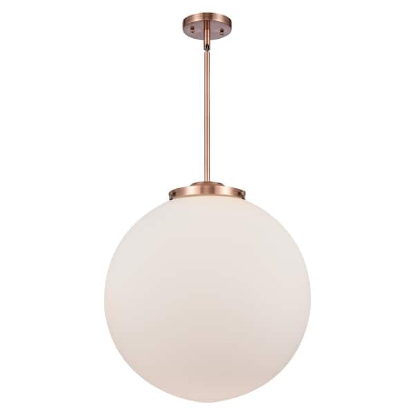 Innovations Beacon 60-Watt 1-Light Antique Copper Shaded Mini Pendant Light with Matte White Glass
