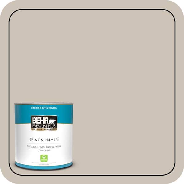 BEHR PREMIUM PLUS 1 qt. #720C-3 Wheat Bread Satin Enamel Low Odor Interior Paint & Primer
