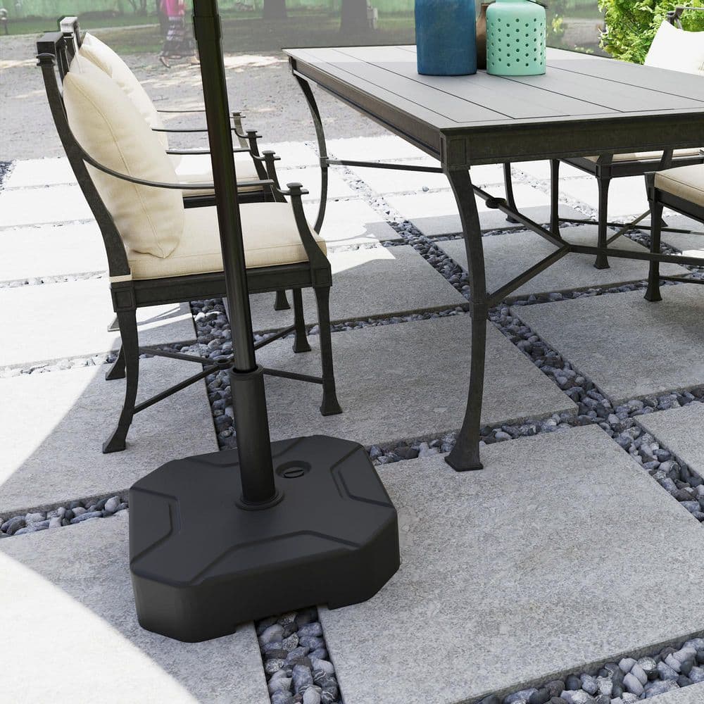 Black HDPE Plastic Fillable Patio Umbrella Base Holder