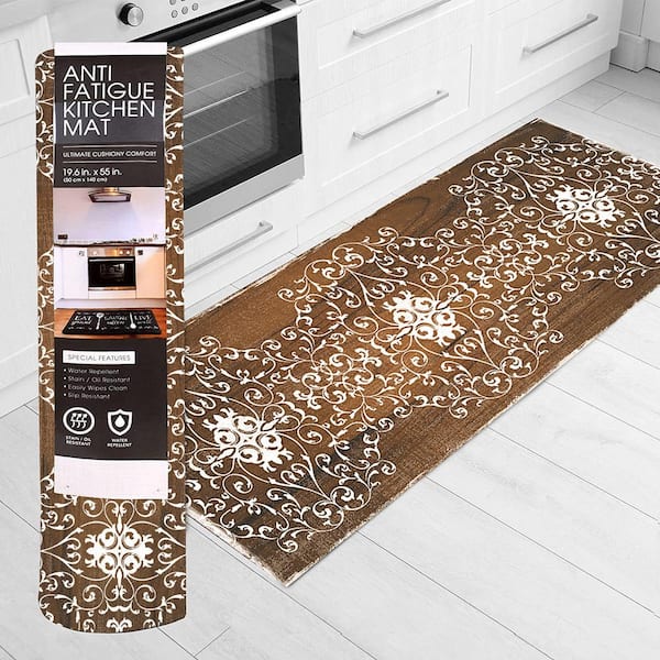 Scroll 19.6 in. x 55 in. Anti-Fatigue Kitchen Runner Rug Mat