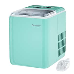 10.5 in. 44 lbs./24H Portable Ice Maker Self-Clean with Scoop in Mint Green