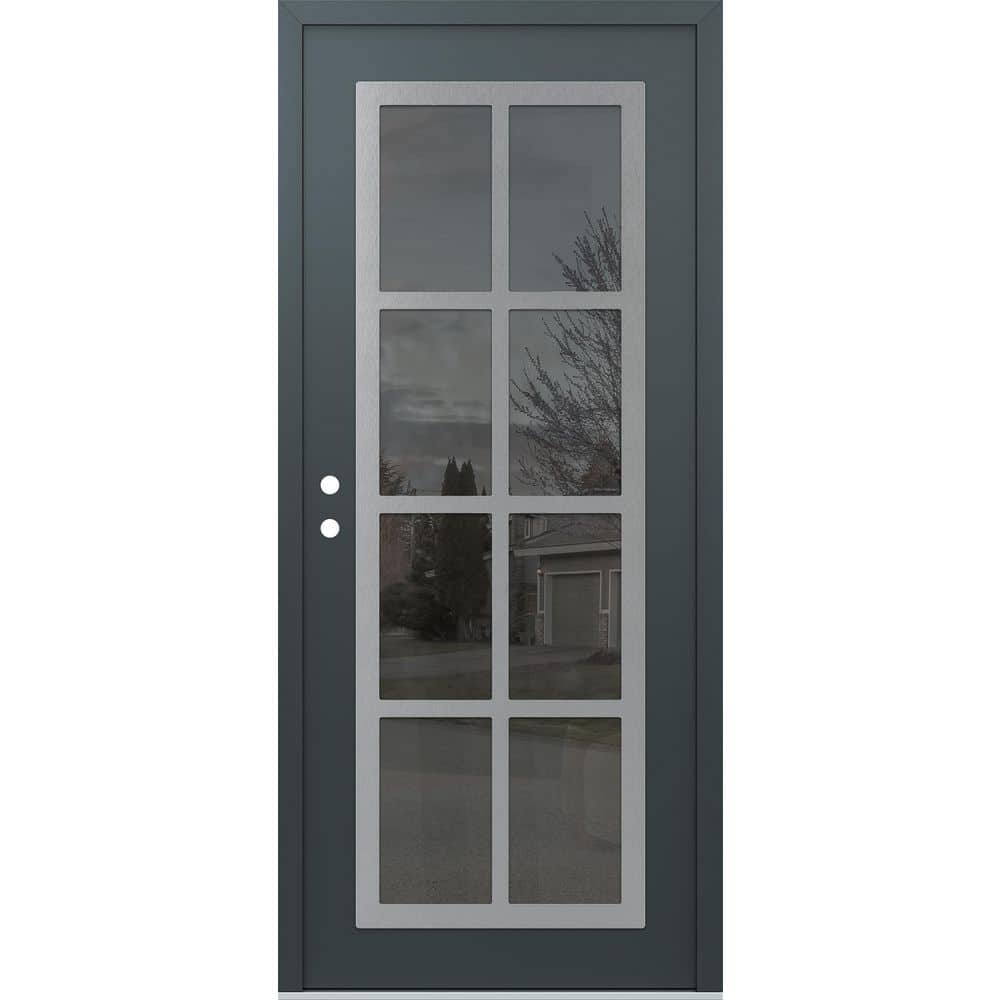 C16 36 in. x 80 in. Silver P Right-Hand/Inswing Mirrored Glass Anth/Anth Steel Prehung Front Door price history on PriceWatchPro