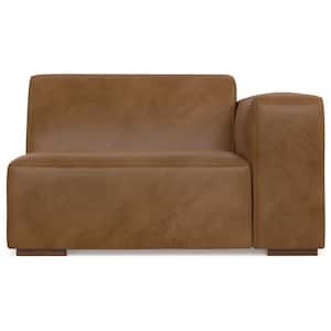 Rex 44 inch Straight Arm Genuine Leather Rectangle Right-Arm Sofa Module in. Caramel Brown