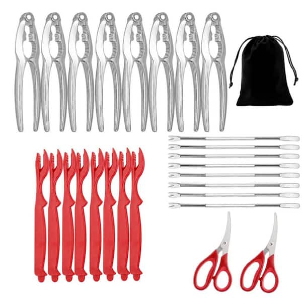 27-Piece Seafood Tools Set with Crab Leg Crackers, Lobster Shellers, Crab Leg Forks, Seafood Scissors and Storage Bag
