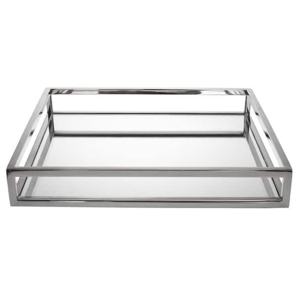 HomeRoots White Square Metal 14 in. Decorative Serving Tray