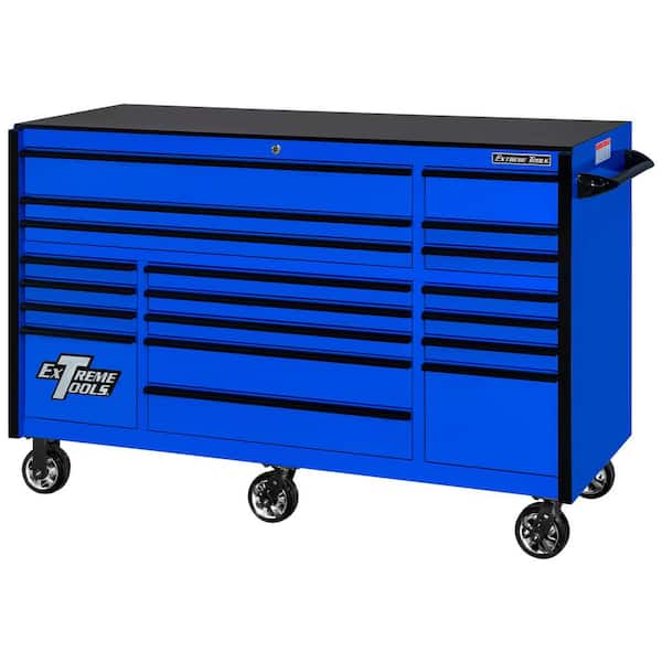 Extreme Tools 72 in. 19-Drawer Roller Cabinet Tool Chest in Blue with Black Drawer Pulls