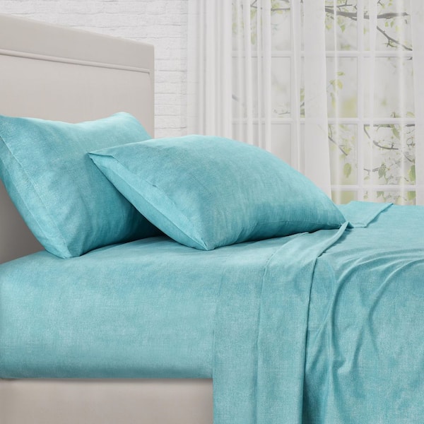 Unbranded Rooney 4Pc. Turquoise Polyester King Sheet Set 80 X 78"