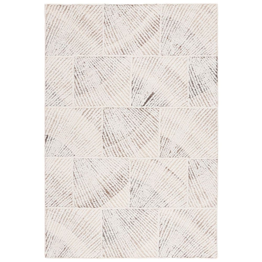 Abstract 3 ft. x 5 ft. Ivory/Brown Geometric Abstract Tile Area Rug price history on PriceWatchPro