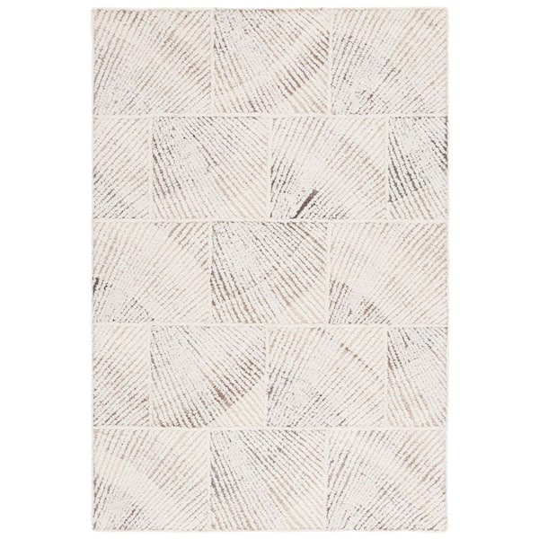 SAFAVIEH Abstract 3 ft. x 5 ft. Ivory/Brown Geometric Abstract Tile Area Rug
