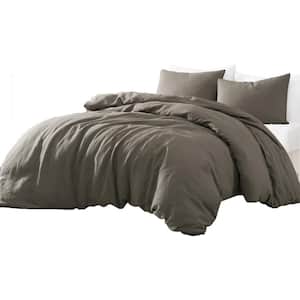 Edge 4- Piece Charcoal Gray Solid Print Linen Queen Comforter Set
