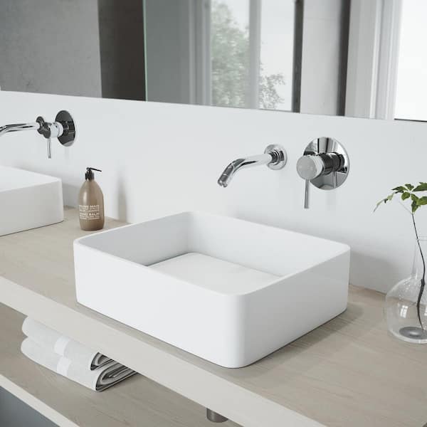 Olus Single Handle Wall Mount Bathroom Faucet in Chrome