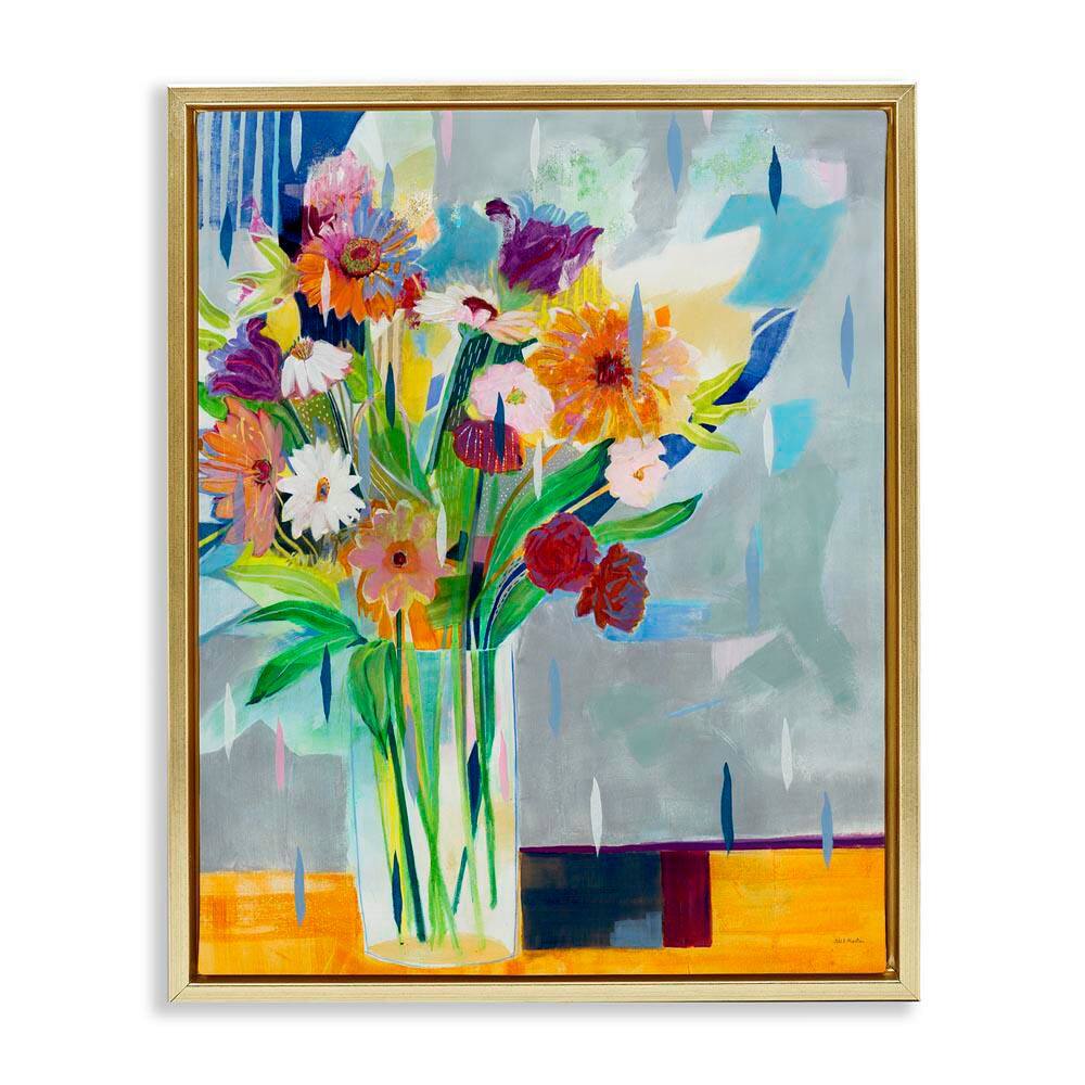 Florals on Blocked Background by Jill Martin Gold Floater Frame Nature Graphic Art Print 21 in. x 17 in. price history on PriceWatchPro