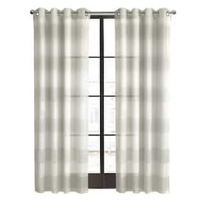 Paraiso Ivory Grey Polyester Faux Linen 112 in. W x 84 in. L Grommet Indoor Sheer Curtain (Single Panel)