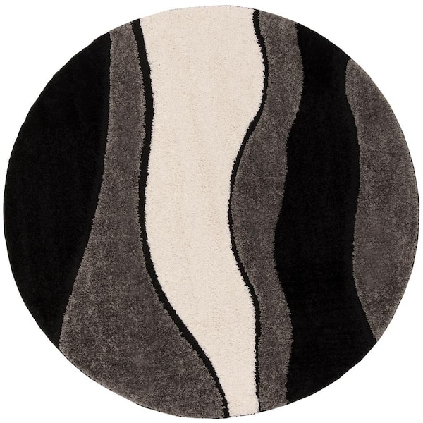 Florida 5 ft. x 5 ft. Gray/Black Round Rug