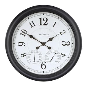 24 in. Black Clock with Thermometer and Hygrometer