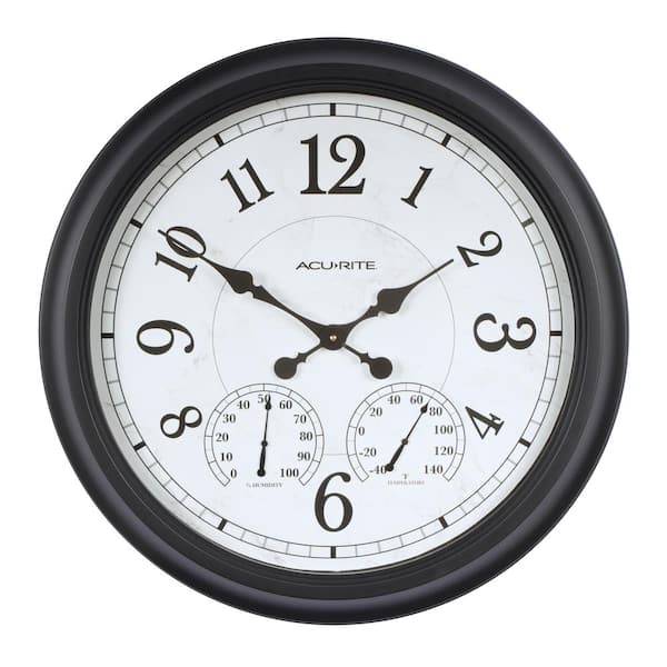 AcuRite 24 in. Black Clock with Thermometer and Hygrometer