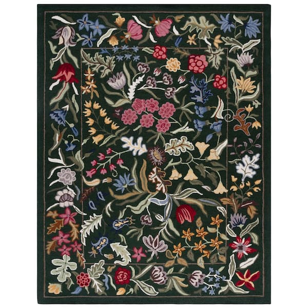 Chelsea 8 ft. x 10 ft. Green/Pink Oversized Floral Area Rug