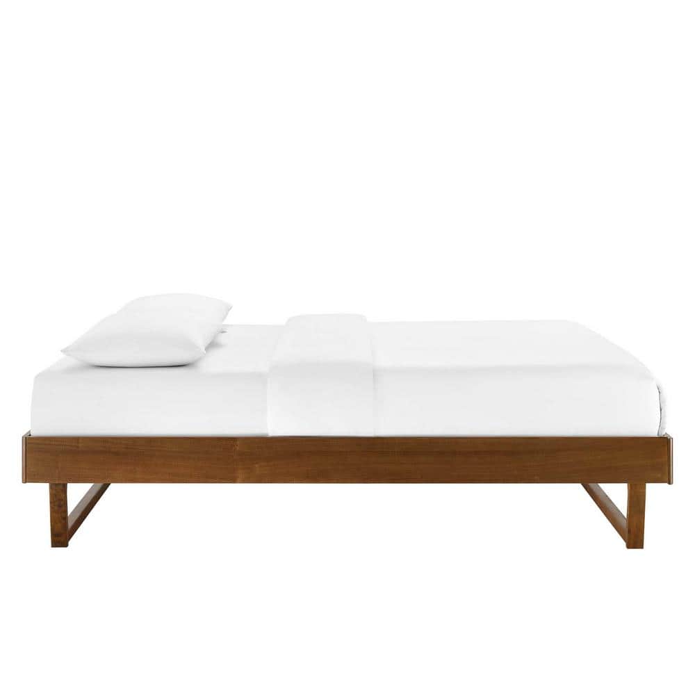 Mid-Century Modern King Platform Bed Frame in Walnut with Interchangeable Headboards
