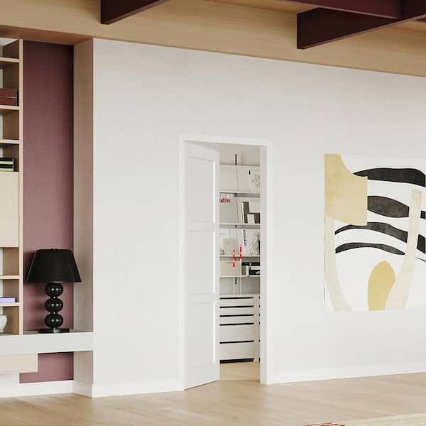 30 in. x 80 in. 3 Lite Solid Manufacture Wood White MDF Prefinished Interior Door Single Slab Without Hardware
