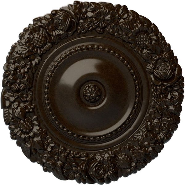 Ekena Millwork 21 in. x 2 in. Marseille Urethane Ceiling Medallion (Fits Canopies upto 7-3/8 in.), Bronze