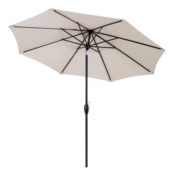 WELLFOR 9 ft. Aluminum Market Tilt Patio Umbrella in Beige