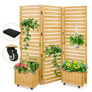 66.5 in. Outdoor Garden Cedar Wood Planter Box with Privacy Screen