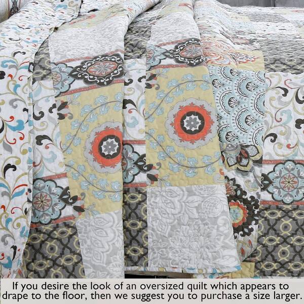 Cozy Line Home Fashions Crisp Stylish Floral 3-Piece Gray