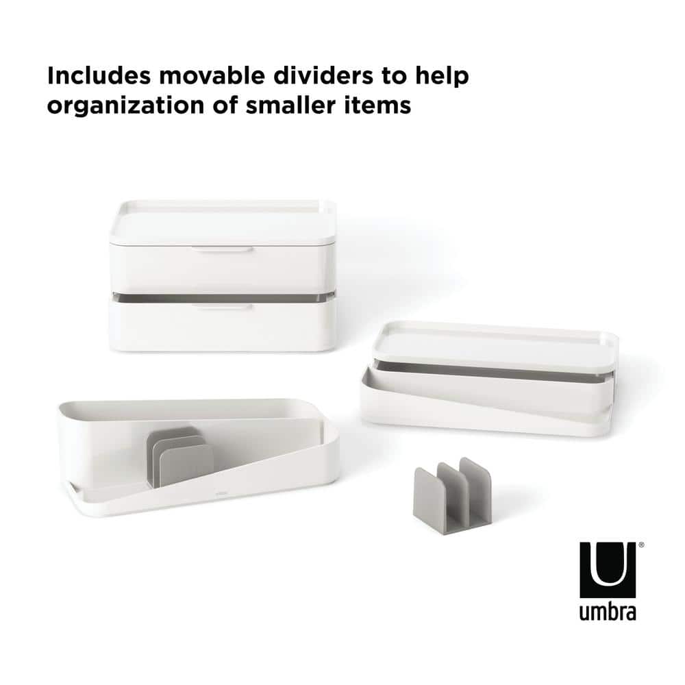 White Recycled Plastic Stackable Makeup Organizer with Drawers
