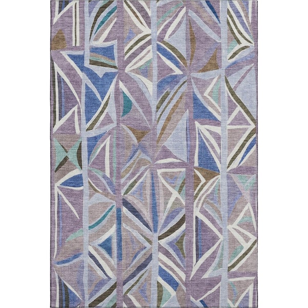 Mayfield Premium Machine Washable Abstract AMF2253 Lavender 10 ft. x 14 ft. Area Rug