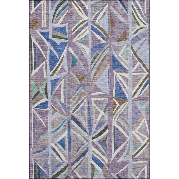 Mayfield Premium Machine Washable Abstract AMF2253 Lavender 3 ft. x 5 ft. Area Rug
