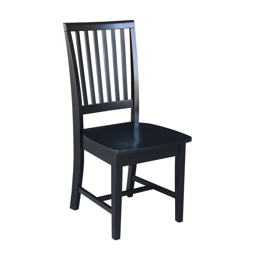 Elegant Mission High Slat Back Solid Wood Side Chair in Black - Set of 2
