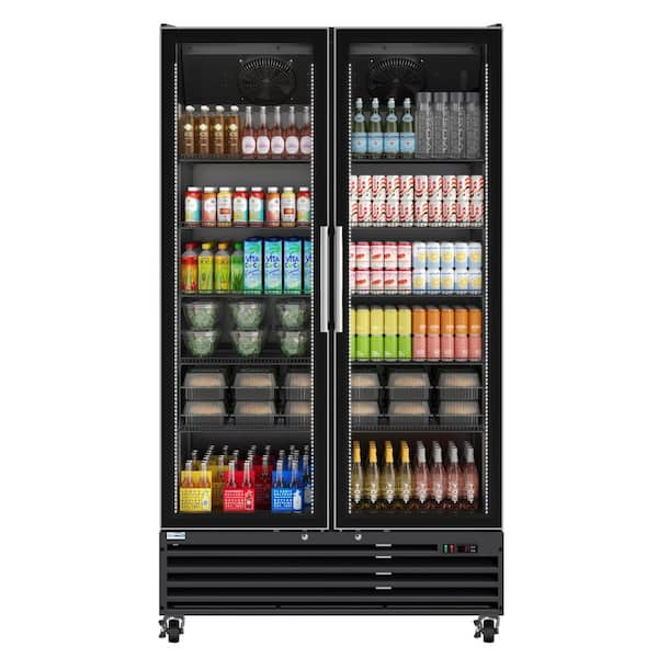 44.5 in. Commercial Two Door Merchandiser Refrigerator 35 cu. ft. in Black