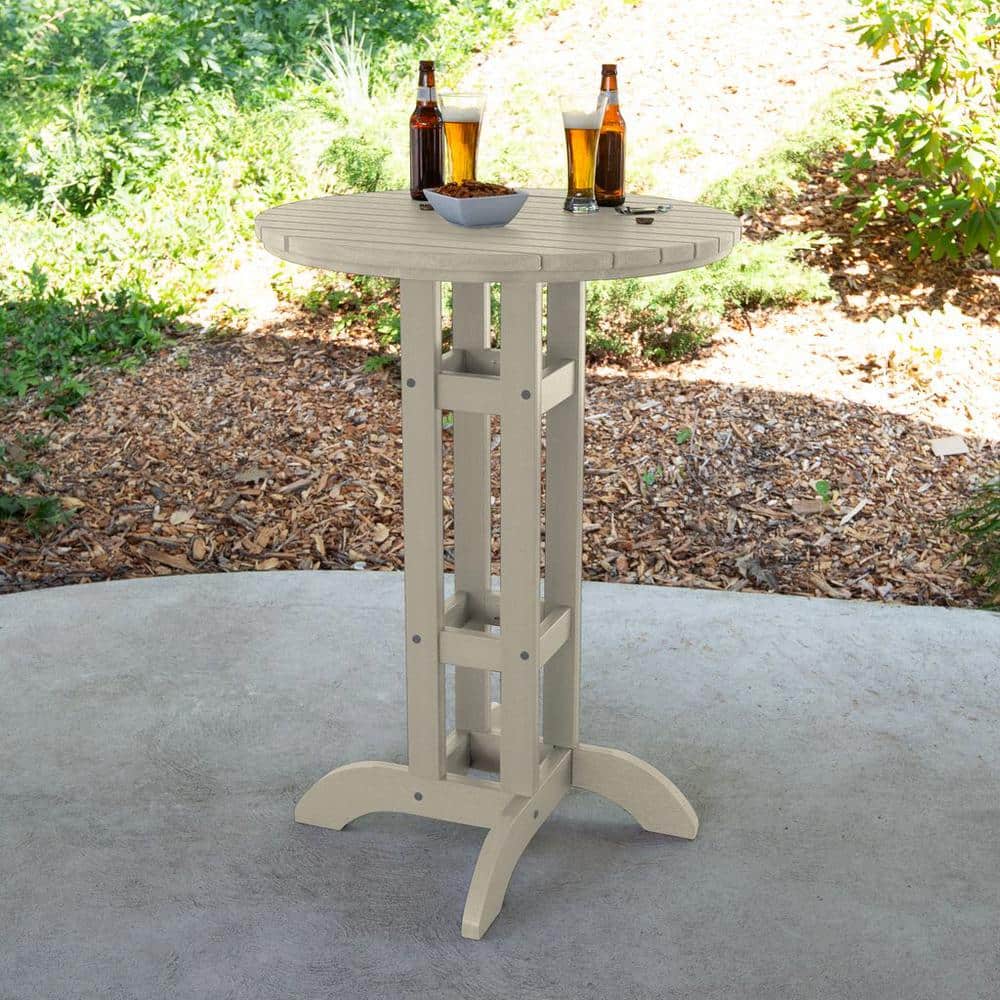Whitewash 30 in. Recycled Plastic Round Bar Dining Table price history on PriceWatchPro
