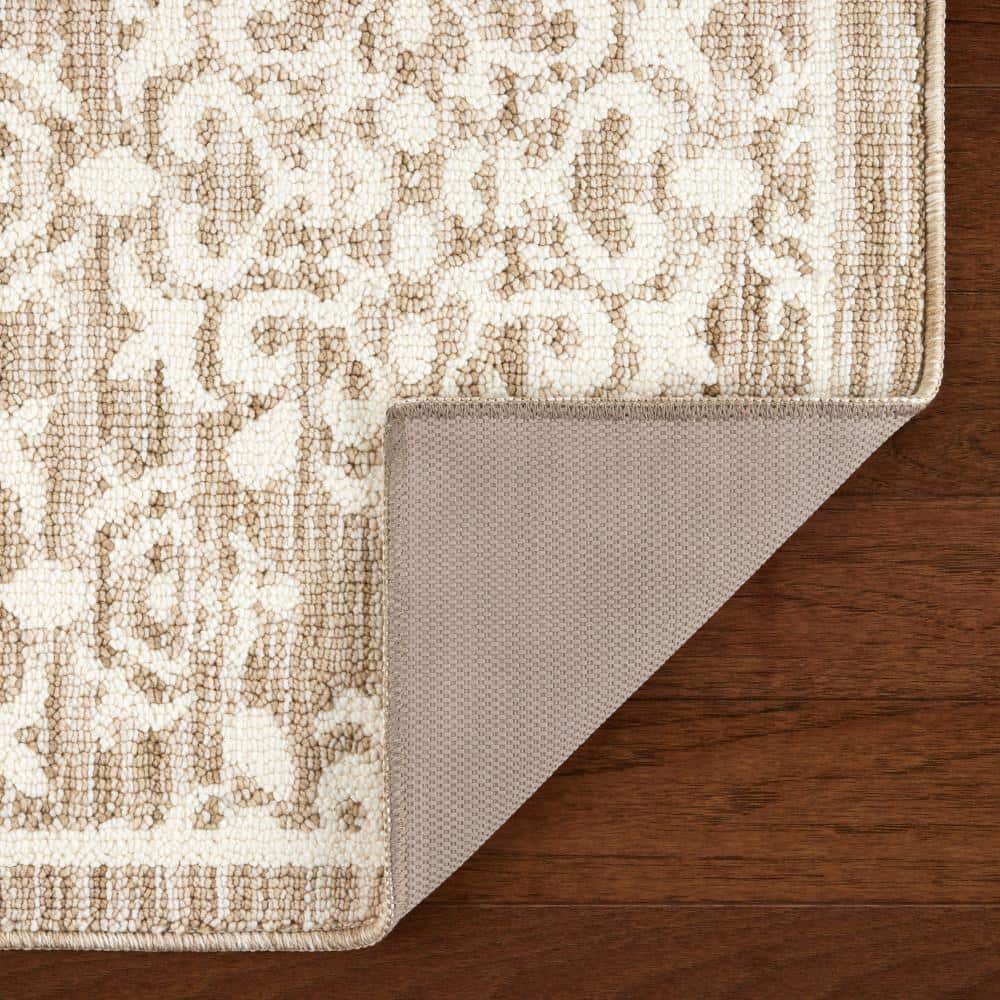 Walker Beige Tufted Medallion Washable Runner Rug