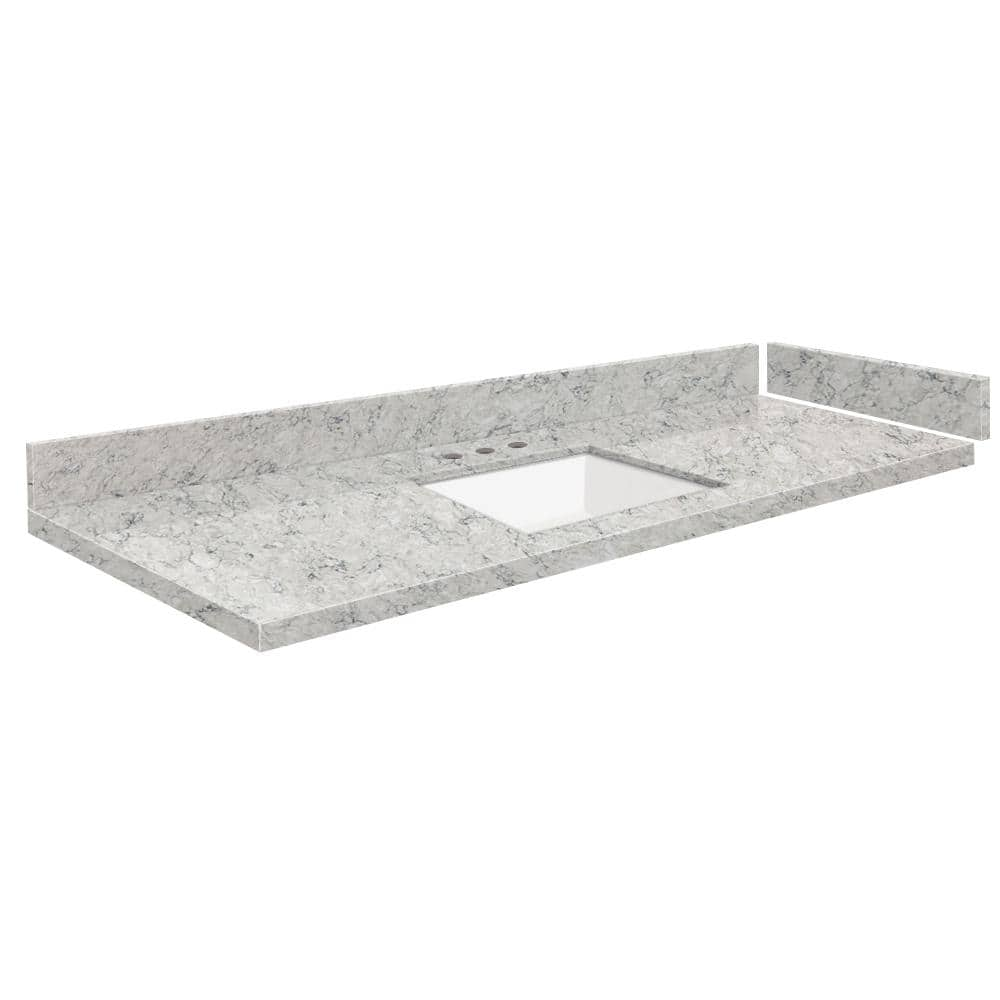 Silestone 55.5 in. W x 22.25 in. D Quartz White Rectangular Single Sink Vanity Top in Pietra -  Transolid, 608197340444