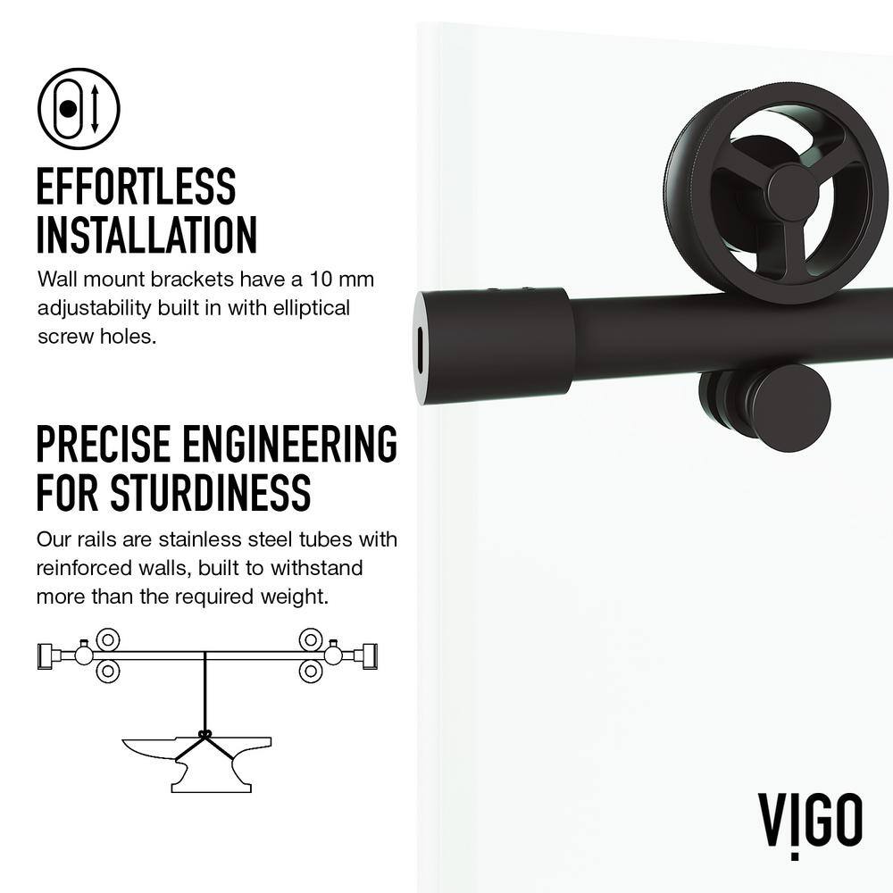 Cass 68" Frameless Sliding Shower Door with Matte Black Hardware